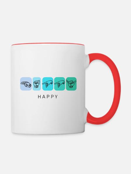 happy - DGS Streetwear - Tasse zweifarbig - Weiß/Rot