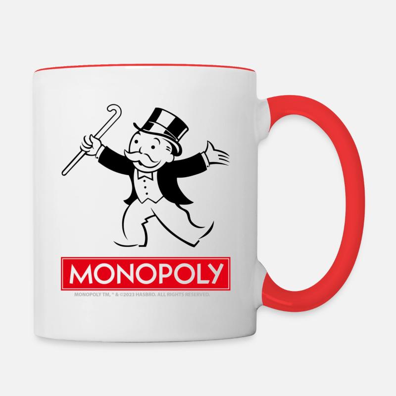 Monopoly Klassisches Logo Mit Mr. Monopoly - Tasse zweifarbig - Weiß/Rot