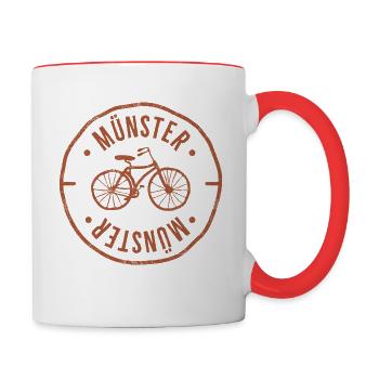 Insigne de la ville cyclable de Munster - Mug contrasté - blanc/rouge - Droite