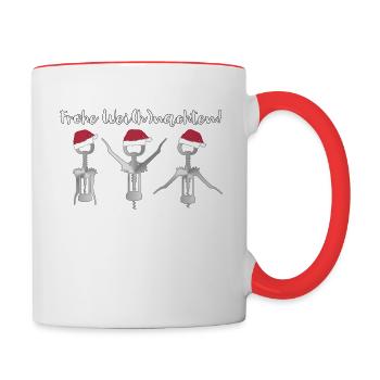 Korkenzieher Frohe Wei(h)nachten - Tasse zweifarbig - Weiß/Rot - Rechts