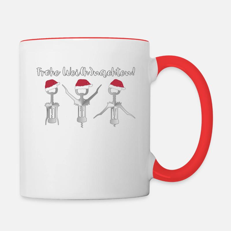 Tire-bouchon Joyeux Blanc (h) nuit - Mug contrasté - blanc/rouge