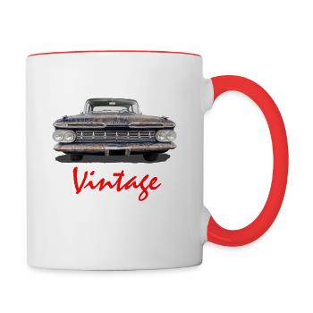Vintage Car red - Tasse zweifarbig - Weiß/Rot - Rechts
