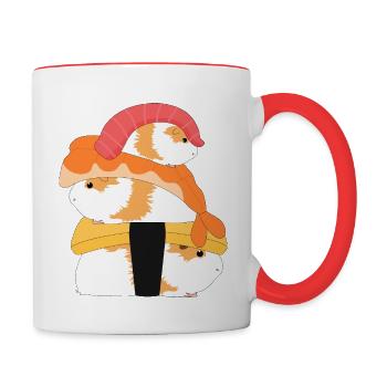 Sushi cochon d'Inde - Mug contrasté - blanc/rouge - Droite