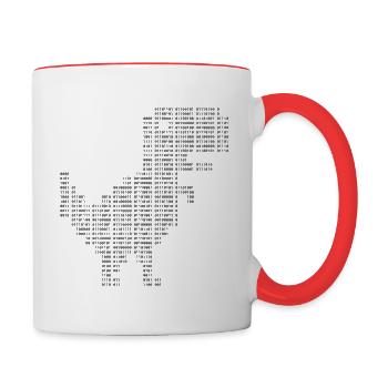 Dinosaurier binär | Google Dinosaurier | 404 | T-rex | - Tasse zweifarbig - Weiß/Rot - Rechts