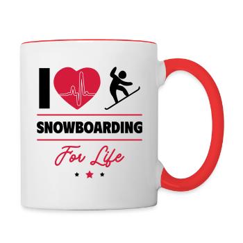 Le snowboard pour toujours – une pure passion - Mug contrasté - blanc/rouge - Droite