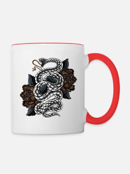 Shirohebi (白蛇 Weiße Schlange) - Tasse zweifarbig - Weiß/Rot