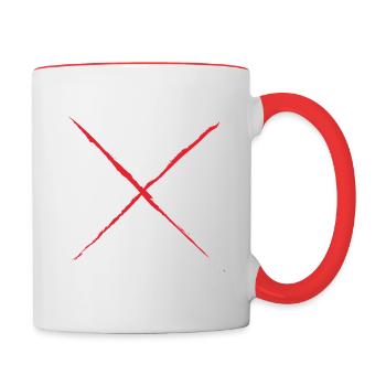 Red X - St. Andrew's Cross Grunge Style red on white - Contrasting Mug - white/red - Right