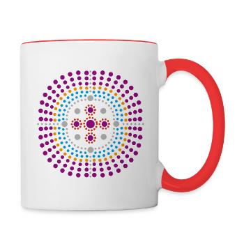 Zen Mandala der Hoffnung - Tasse zweifarbig - Weiß/Rot - Rechts