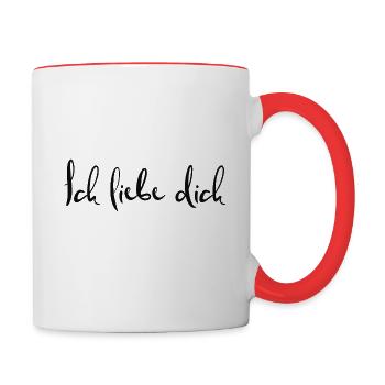 Ich liebe dich, Paare, Liebe, Valentinstag - Tasse zweifarbig - Weiß/Rot - Rechts