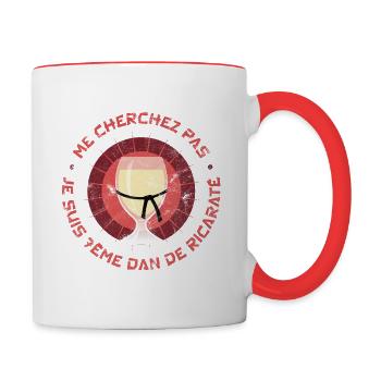 7ème Dan de Ricaraté - Humour Apéro Pastis Alcool - Mug contrasté - blanc/rouge - Droite