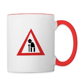Caution Old Man - Contrasting Mug - white/red - Right