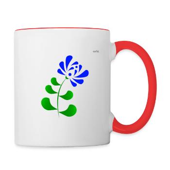 Blue folk art motive #6 - Contrasting Mug - white/red - Right