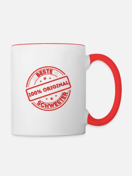 Beste Schwester - Tasse zweifarbig - Weiß/Rot