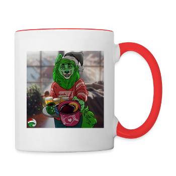 Wolfy X-Mas - Tasse zweifarbig - Weiß/Rot - Rechts