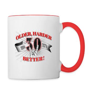 30th birthday of a metal fan - Contrasting Mug - white/red - Right