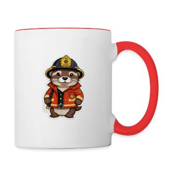 Feuerwehr Otter 01 - Tasse zweifarbig - Weiß/Rot - Rechts