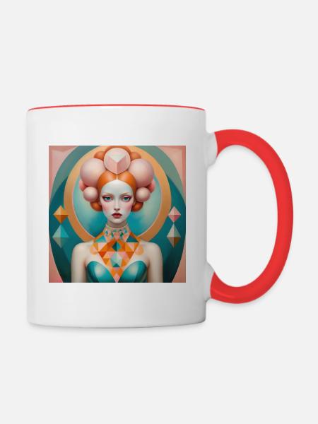 Aurora, digitale Malerei - Tasse zweifarbig - Weiß/Rot