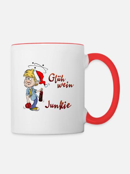 Glühwein Junkie - Tasse zweifarbig - Weiß/Rot