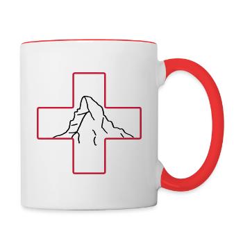 Matterhorn | Swiss flag | Switzerland | hike - Contrasting Mug - white/red - Right