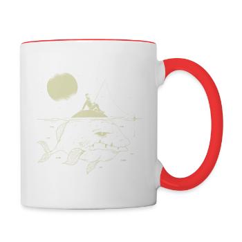 Pêcher pêche rétro rétro pêcheur vintage - Mug contrasté - blanc/rouge - Droite