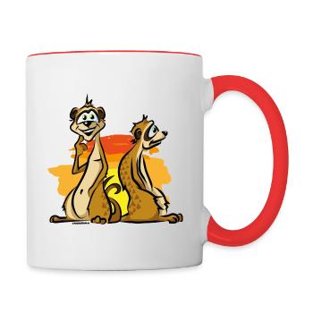Erdmännchen Afrika Comic Cartoon - Tasse zweifarbig - Weiß/Rot - Rechts