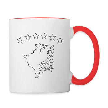 Albanischer Adler Landkarte Kosovo - Tasse zweifarbig - Weiß/Rot - Rechts