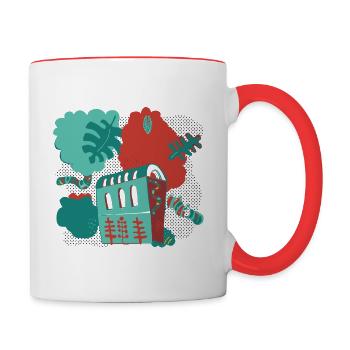Organic graphic illustration - Contrasting Mug - white/red - Right