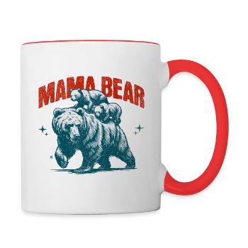 Mama Bär Bärenmama Mutterliebe Geschenk für Mami - Tasse zweifarbig - Weiß/Rot - Rechts
