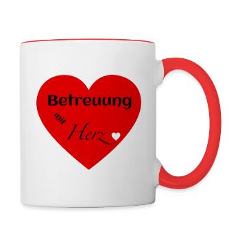Betreuung mit Herz Pflegekraft Betreuungskraft BA - Tasse zweifarbig - Weiß/Rot - Rechts