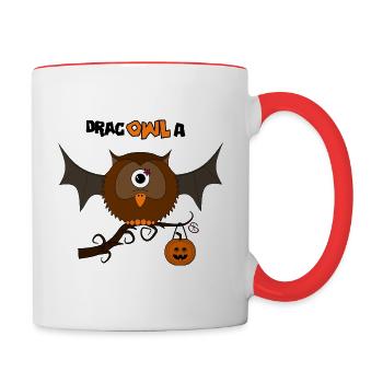 Drac owl a - Tasse zweifarbig - Weiß/Rot - Rechts