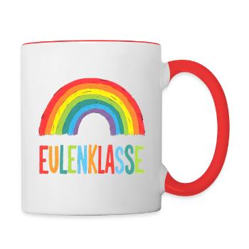 Classe Hibou - Cours T-Shirt Arc-en-ciel Coloré - Mug contrasté - blanc/rouge - Droite