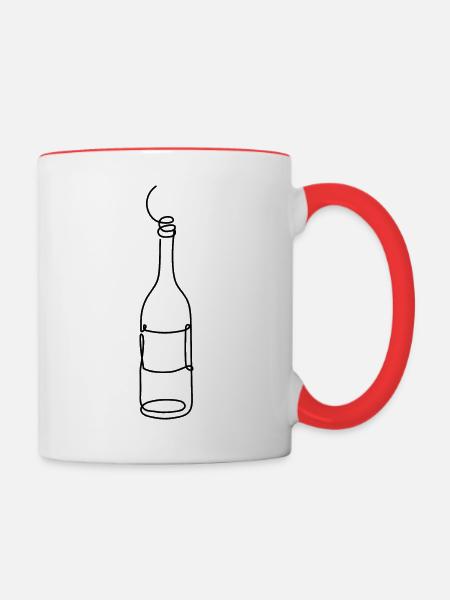 Weinflasche - Tasse zweifarbig - Weiß/Rot