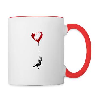 Girl with heart - Tasse zweifarbig - Weiß/Rot - Rechts