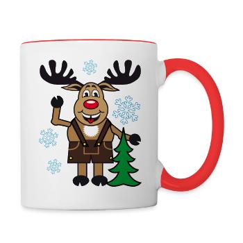 Hirsch Rudolph pantalon en cuir drôle - Mug contrasté - blanc/rouge - Droite
