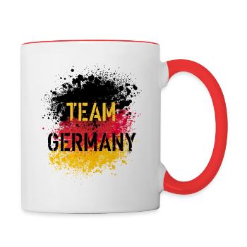 49 Team Germany Deutschland Fahne Spritzer - Tasse zweifarbig - Weiß/Rot - Rechts