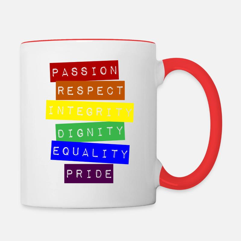 Respect, intégrité, dignité, égalité, fierté - Mug contrasté - blanc/rouge