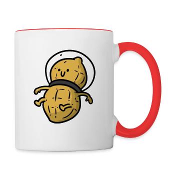 Peanut Astronaut Erdnuss - Tasse zweifarbig - Weiß/Rot - Rechts