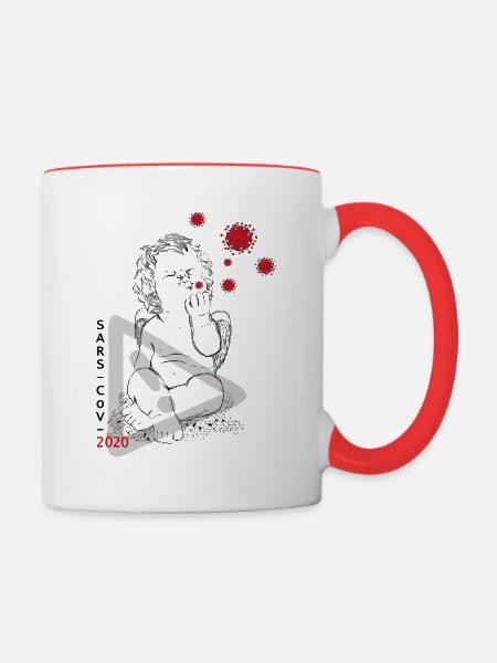 Ansteckungsgefahr - Tasse zweifarbig - Weiß/Rot