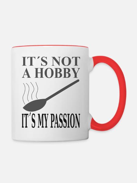 Kochen Koch Hobby Kochlöffel - Tasse zweifarbig - Weiß/Rot