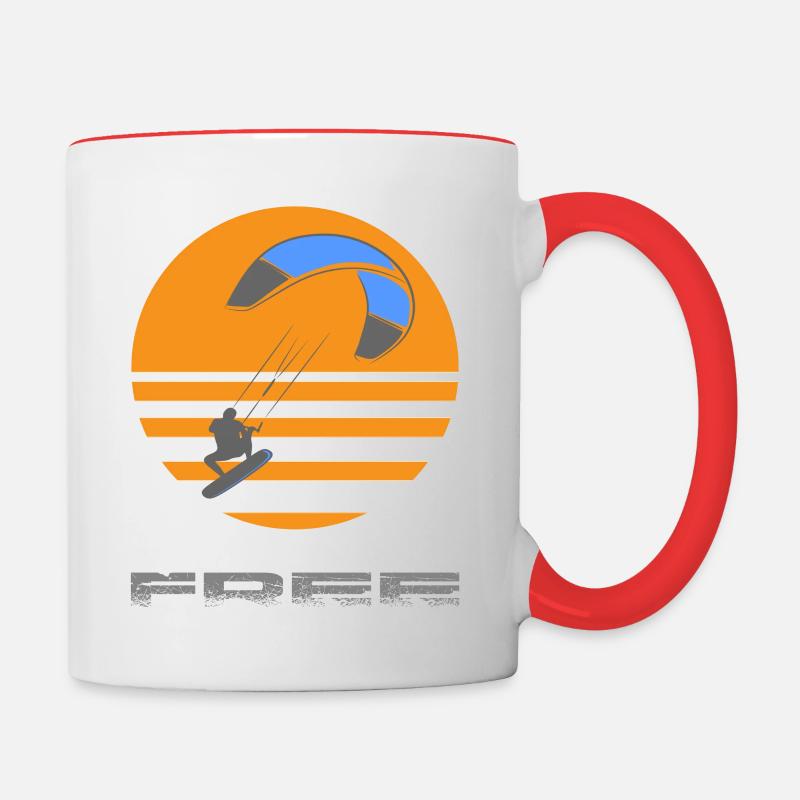 kitesurf - Mug contrasté - blanc/rouge