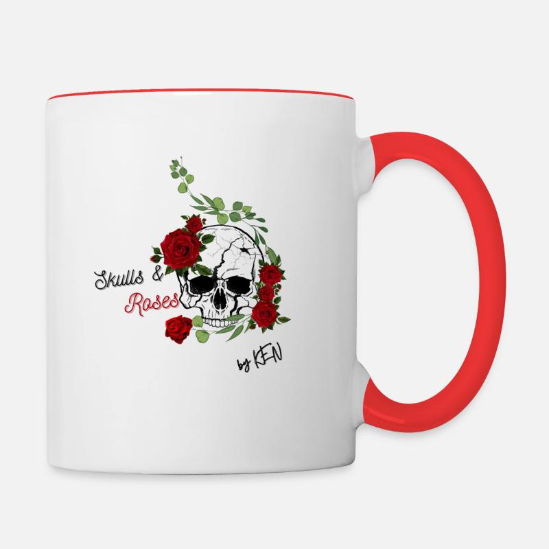 Skulls and Roses - Mug contrasté - blanc/rouge