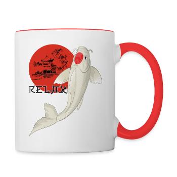 Relax Koi Karpfen Japan Gartenteich Showa - Tasse zweifarbig - Weiß/Rot - Rechts
