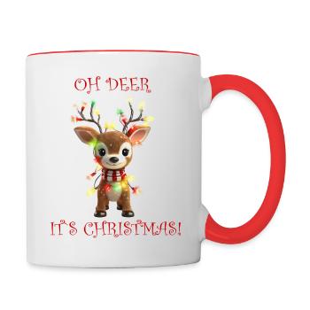 Reindeer Christmas Design - Contrasting Mug - white/red - Right