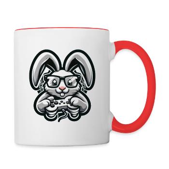 Zocker Osterhase für Nerds und Gamer - Tasse zweifarbig - Weiß/Rot - Rechts