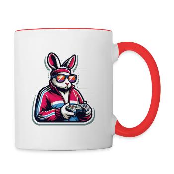 Gamer Easter Bunny for Nerds and Gamers - Contrasting Mug - white/red - Right