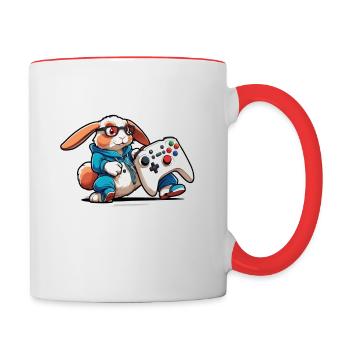 Gamer Easter Bunny for Nerds and Gamers - Contrasting Mug - white/red - Right