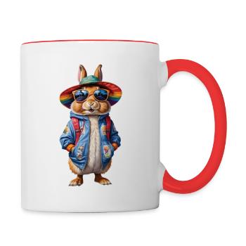 Easter Bunny Colorful, Cute and Cute for Easter - Contrasting Mug - white/red - Right