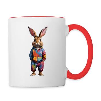 Easter Bunny Colorful, Cute and Cute for Easter - Contrasting Mug - white/red - Right