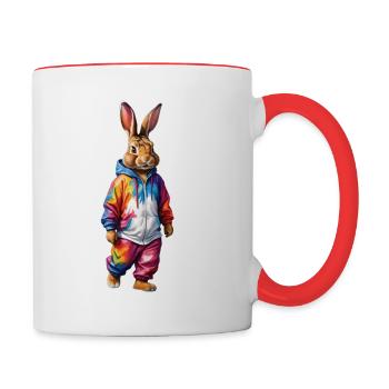 Easter Bunny Colorful, Cute and Cute for Easter - Contrasting Mug - white/red - Right