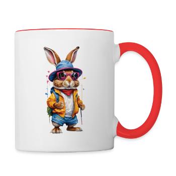 Easter Bunny Colorful, Cute and Cute for Easter - Contrasting Mug - white/red - Right